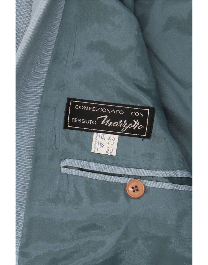 MARZOTTO Mens 2 Button Blazer Jacket UK 38 Medium Blue Polyester Vintage Marzotto and Second-Hand Marzotto from Messina Hembry 