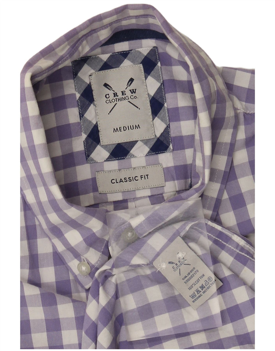 Crew Clothing Mens Classic Fit Shirt Medium Purple Gingham Cotton