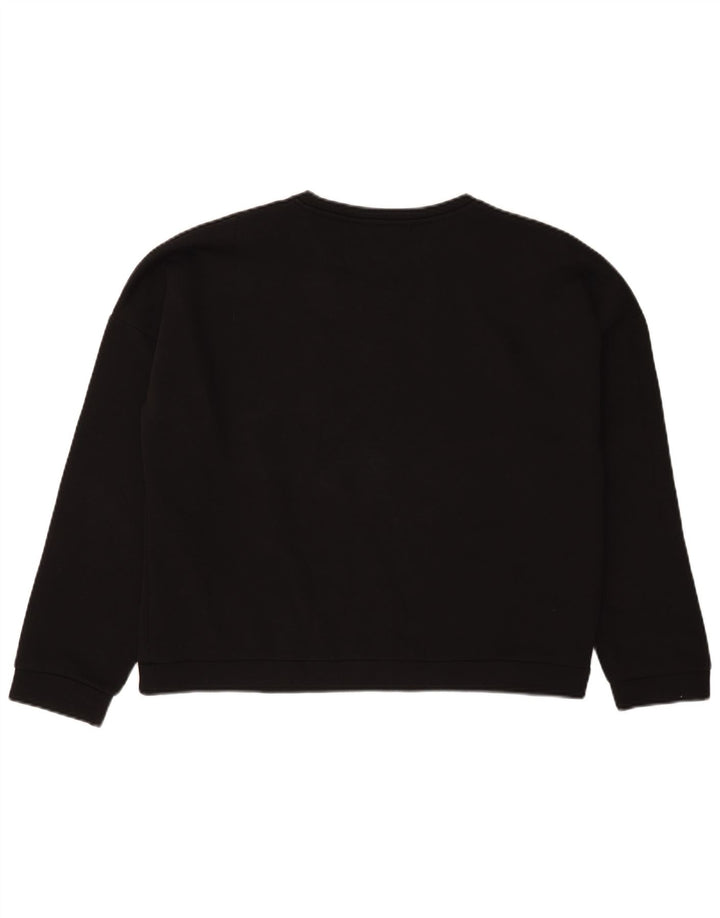 Guess Womens Oversized Crop Graphic Sweatshirt Jumper UK 14 Large Black