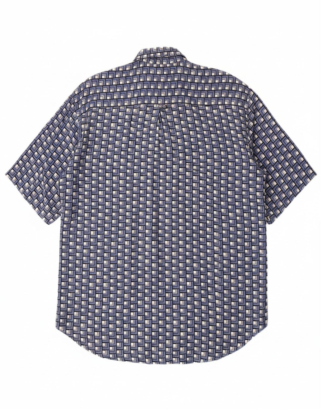NAZZARENO G. Mens Short Sleeve Shirt Medium Blue Geometric Viscose Vintage Nazzareno G. and Second-Hand Nazzareno G. from Messina Hembry 