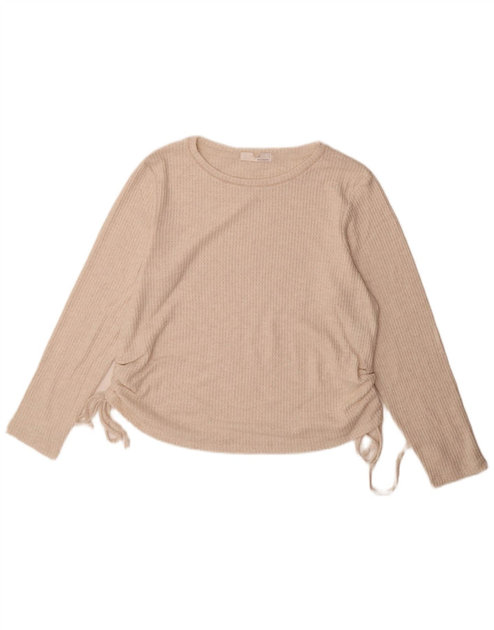 Marks & Spencer Damen Top Langarm UK 16 Large Beige Viskose