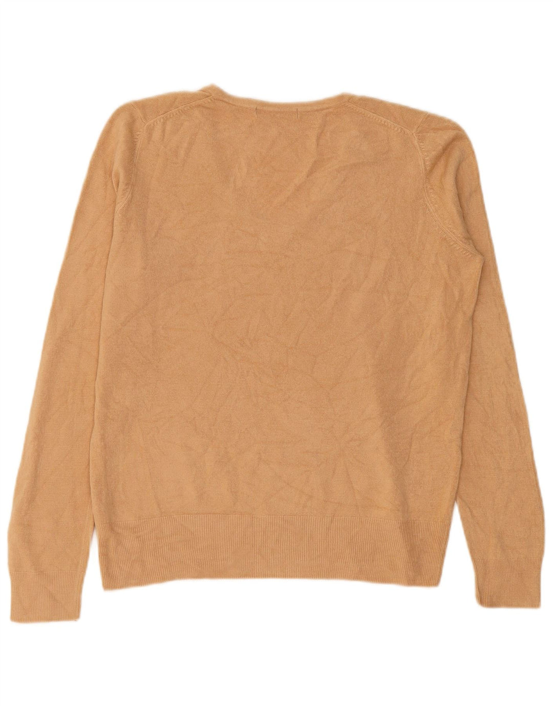 Marks & Spencer Dame V-hals sweater UK 12 Medium Beige Akryl