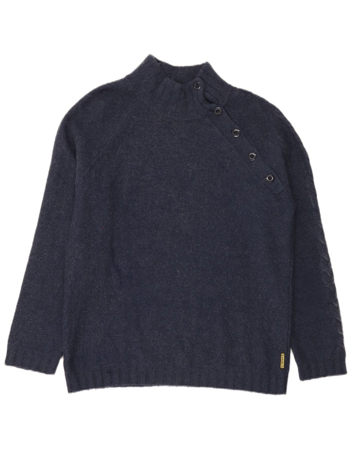 Armani Jeans Mens Button Neck Jumper Sweater 2XL Navy Blue