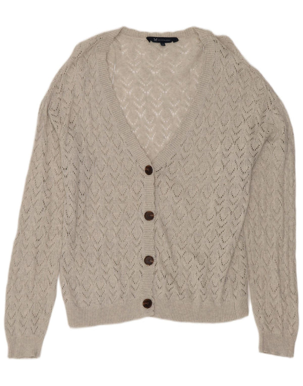 Crew Clothing Womens Oversized Cardigan Sweater UK 12 Medium Grey Cotton