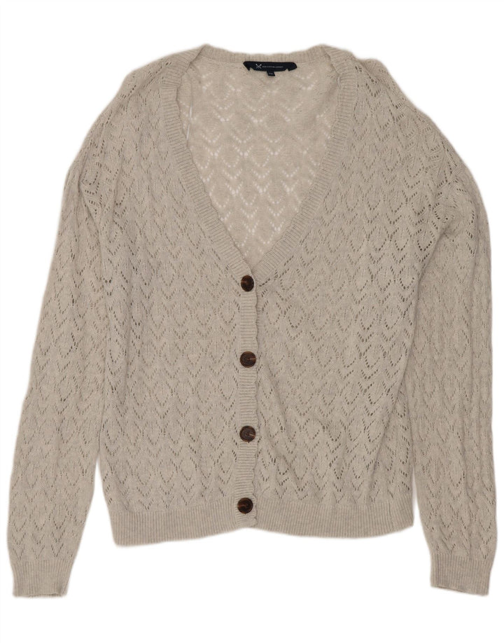 Crew Clothing Womens Oversized Cardigan Sweater UK 12 Medium Grey Cotton
