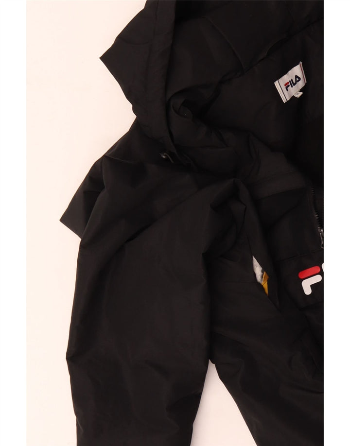 FILA Mens Graphic Hooded Anorak Jacket UK 42 XL Black Polyester