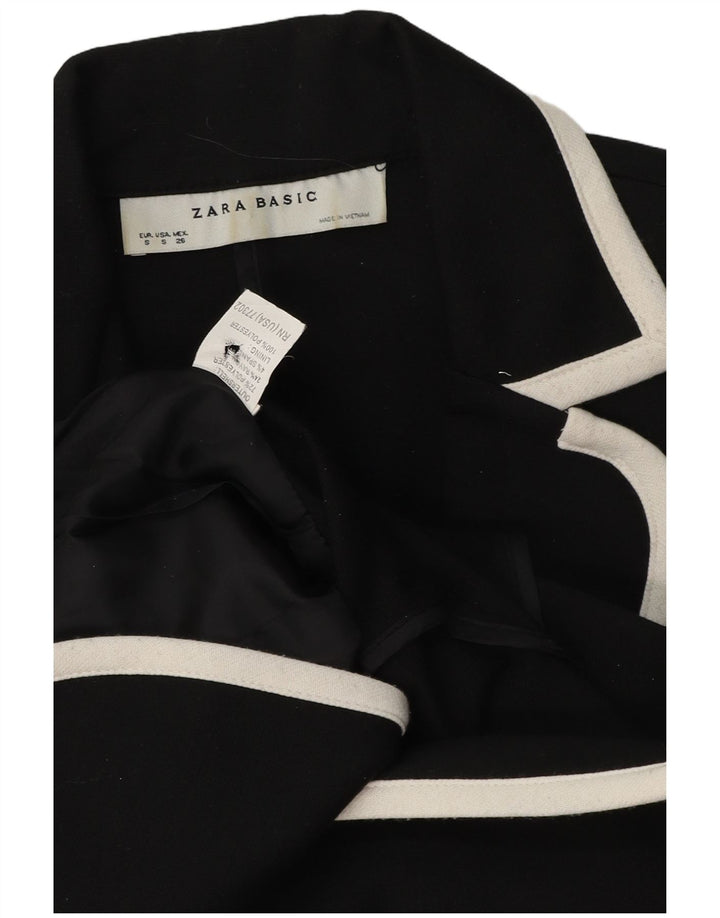Zara Dame 2 Button Blazer Jacket UK 10 Small Black Colourblock Polyester