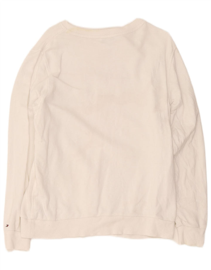 Tommy Hilfiger Womens Graphic Oversized Sweatshirt Jumper UK 10 Small White