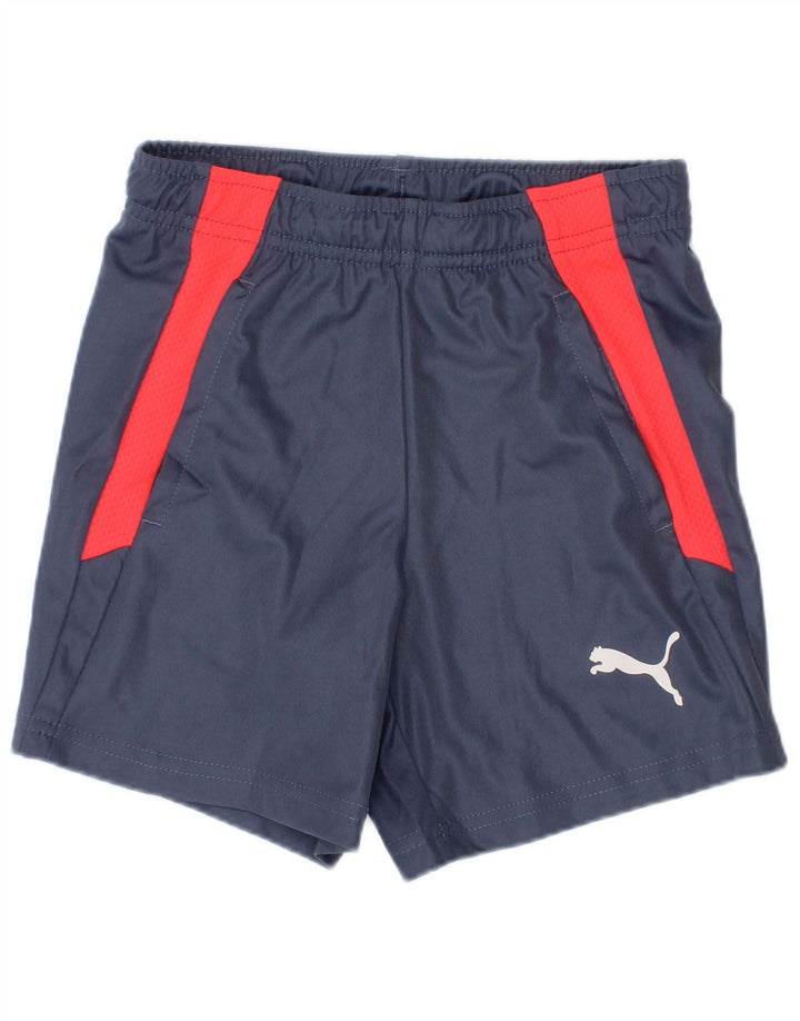 Puma Boys Sport Shorts 5-6 Years  Navy Blue Colourblock Polyester