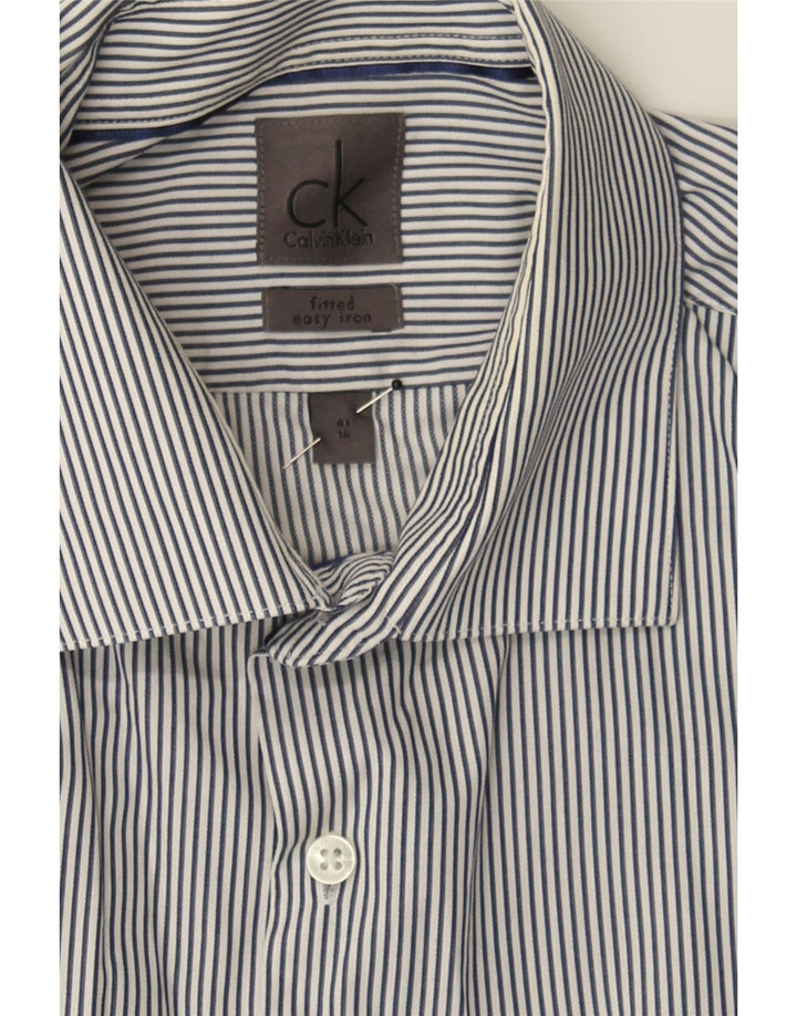CALVIN KLEIN Mens Shirt Size 16 41 Large Grey Striped Cotton Vintage Calvin Klein and Second-Hand Calvin Klein from Messina Hembry 
