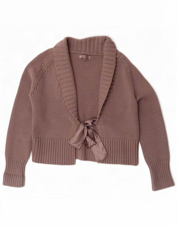 Jigsaw Womens Crop 3/4 Sleeve Wrap Cardigan Sweater UK 14 Medium Brown