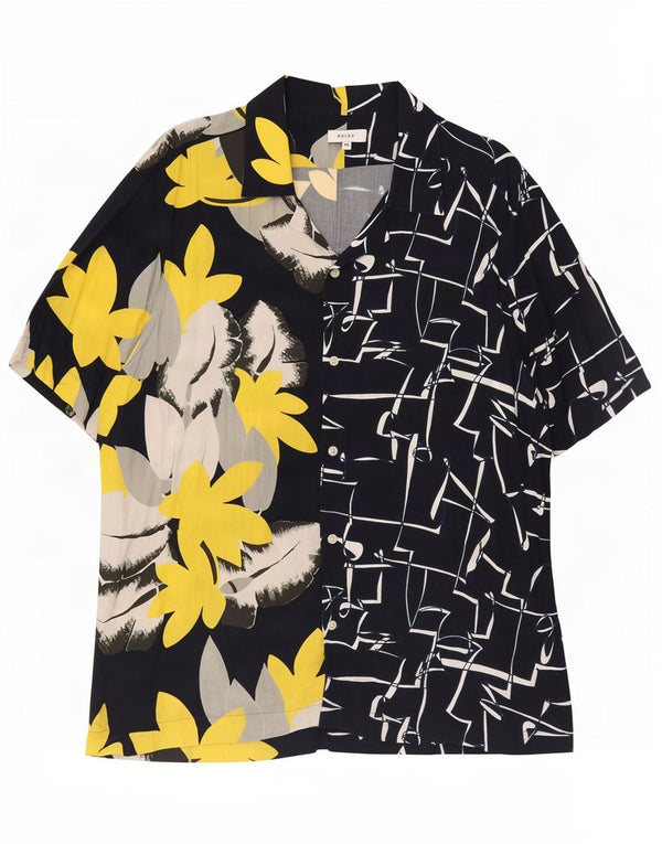 Cămașă cu mânecă scurtă pentru bărbați Reiss 2XL bleumarin, viscoză florală