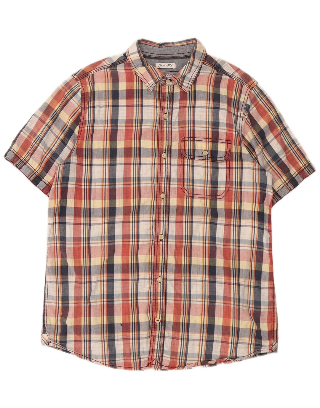 FAT FACE Mens Classic Fit Short Sleeve Shirt Medium Multicoloured Check