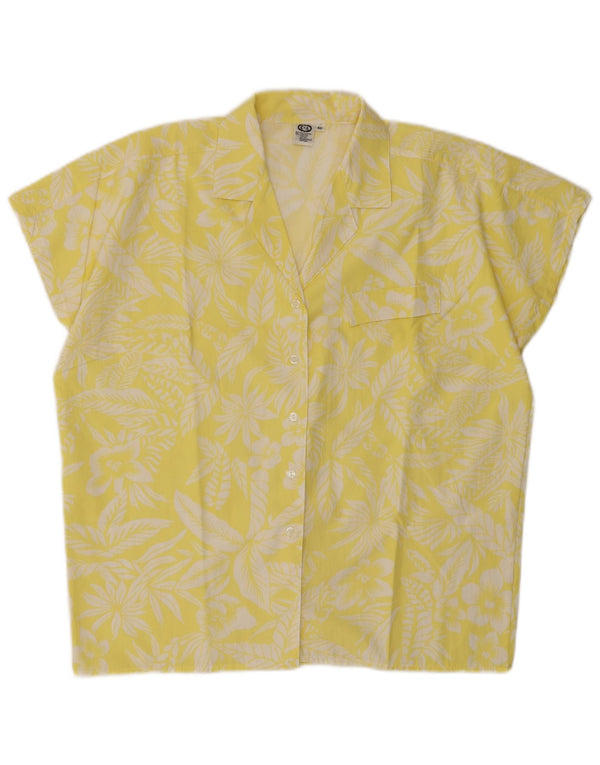 C & A Womens Short Sleeve Oversized Shirt Blouse EU 40 Medium Yellow Floral