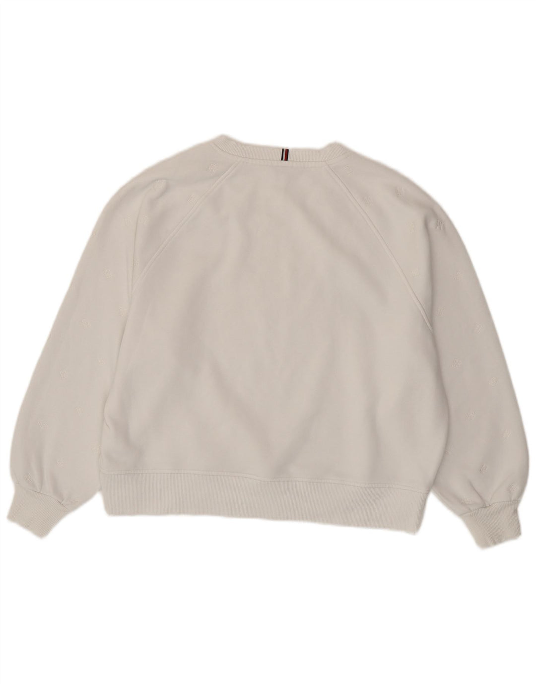 TOMMY HILFIGER Womens Oversized Sweatshirt Jumper UK 16 Large White Cotton