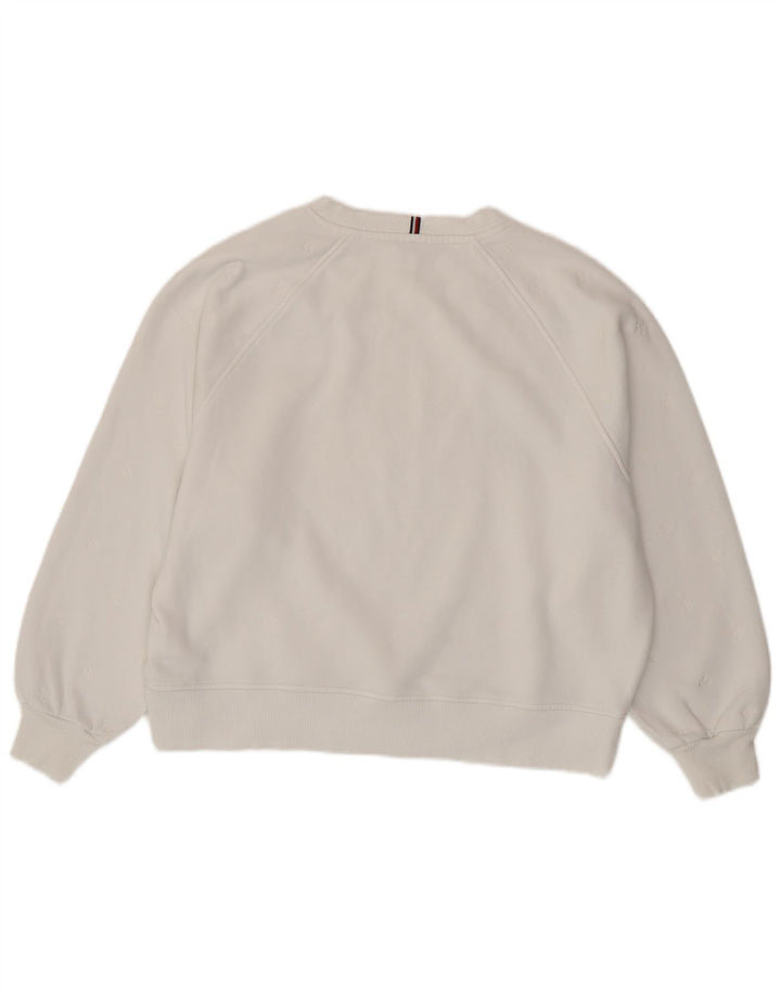 TOMMY HILFIGER Womens Oversized Sweatshirt Jumper UK 16 Large White Cotton