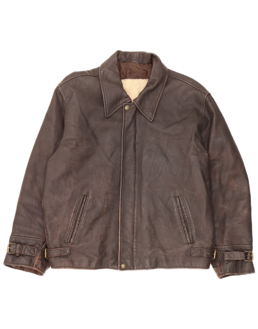 Giacca in pelle vintage da uomo UK 40 grande in pelle marrone