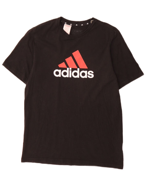 Γραφικό T-Shirt Adidas Boys Top 15-16 ετών Μαύρο βαμβακερό