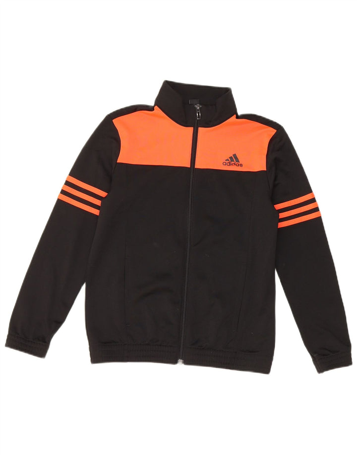 Adidas Boys Tracksuit Top Jacket 9-10 Years Black Colourblock