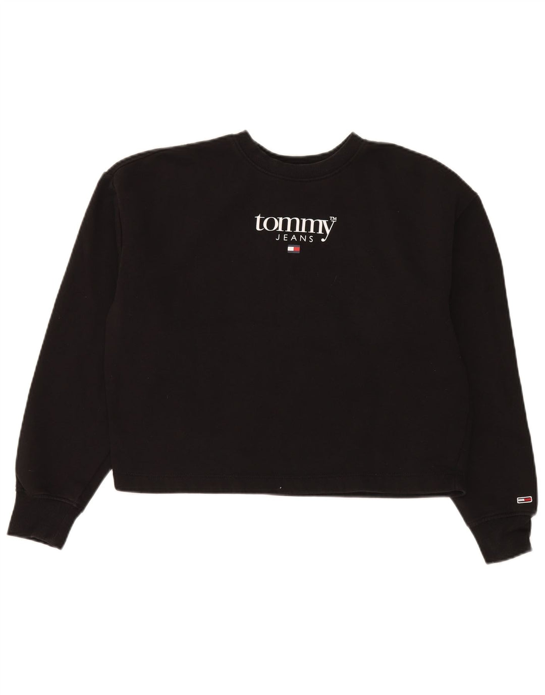 Tommy Hilfiger Womens Graphic Oversized Sweatshirt Jumper UK 10 Small Black