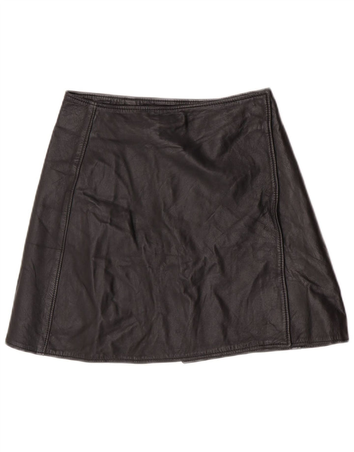 Conbipel Womens Wrap Leather Skirt IT 44 Medium W32  Black Leather