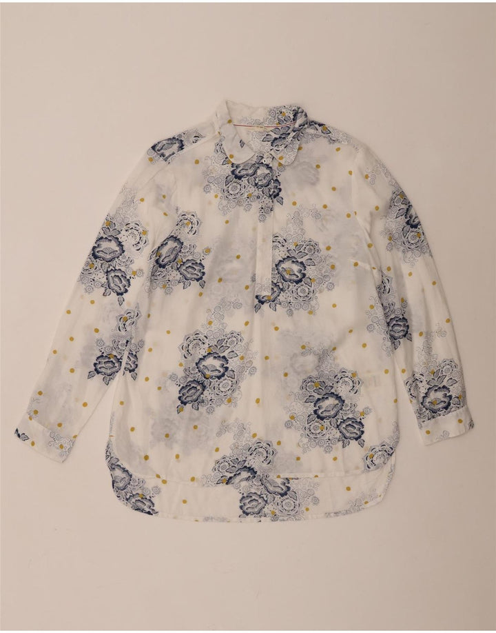White Stuff Dame Pullover Shirt UK 12 Medium White Floral Viscose