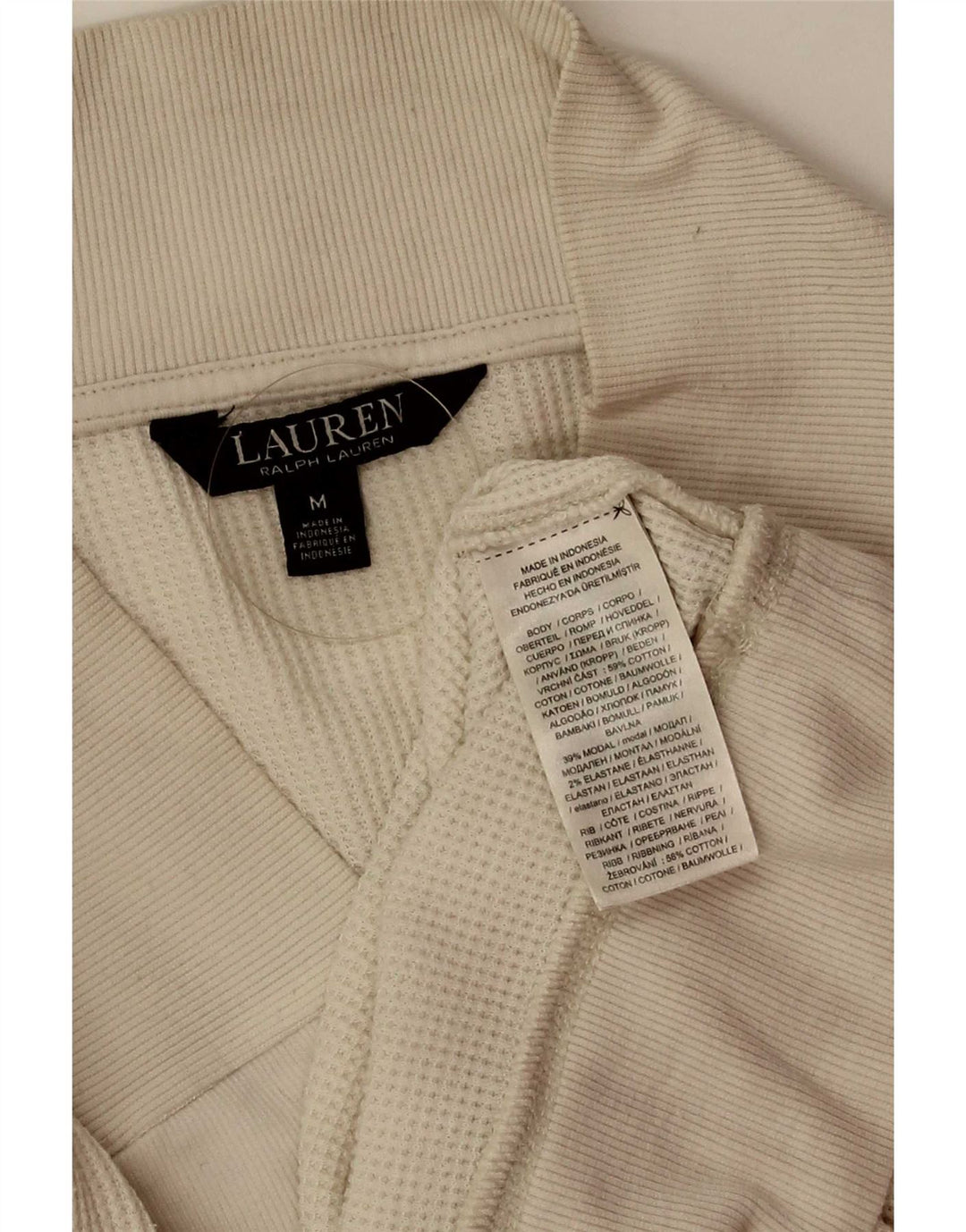 Ralph Lauren Womens Button Neck Sweatshirt Jumper UK 14 Medium White Cotton