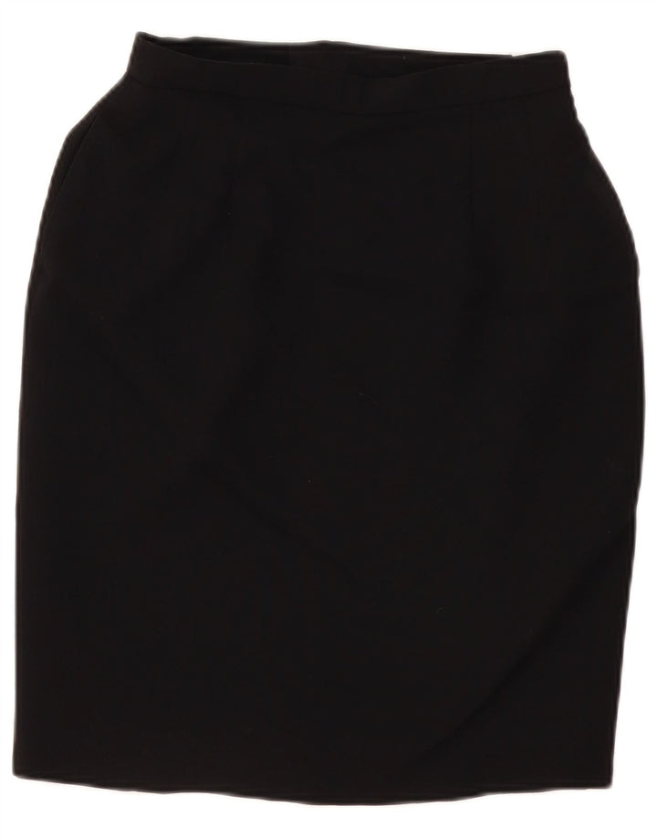 Vintage Womens Pencil Skirt W28 Medium Black Wool
