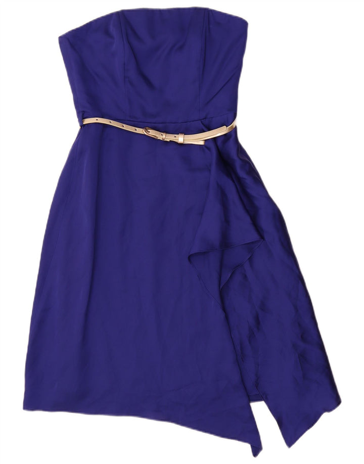 Coast Robe asymétrique sans bretelles pour femme UK 6 XS Bleu Polyester