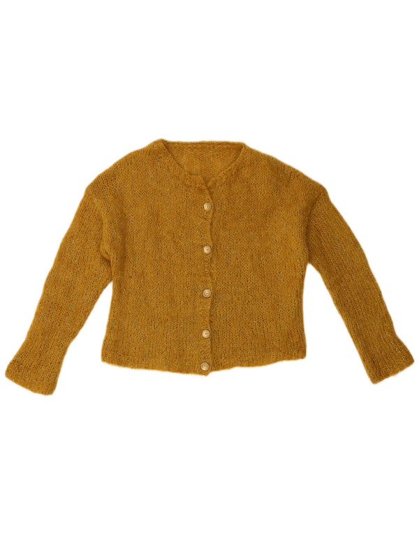 Vintage Dame Crop Cardigan Sweater UK 14 Medium Yellow