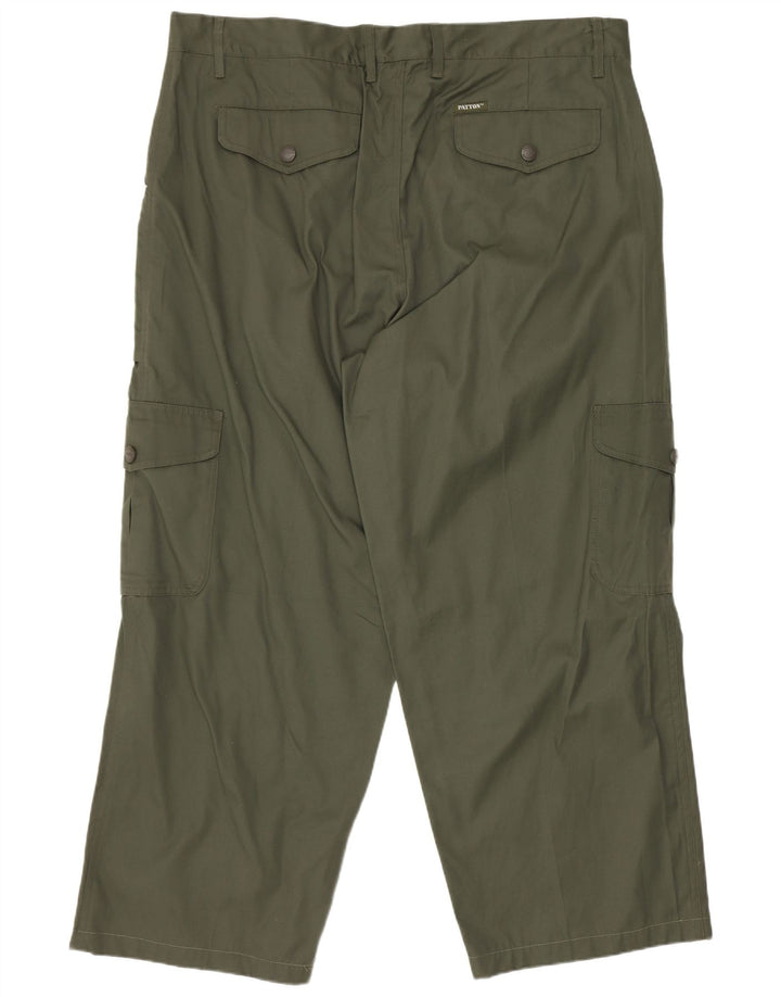 Patton Mens Straight Cargo Trousers W38 L27 Khaki Cotton