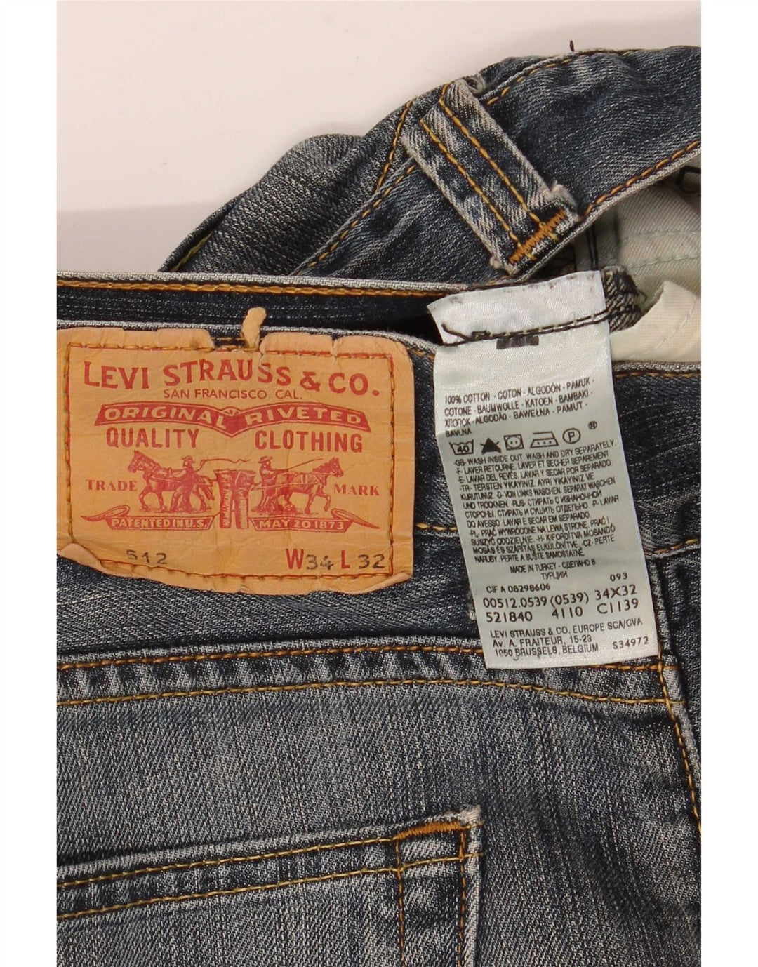 Jeans Levi's Uomo 512 Bootcut W34 L32 Cotone Blu