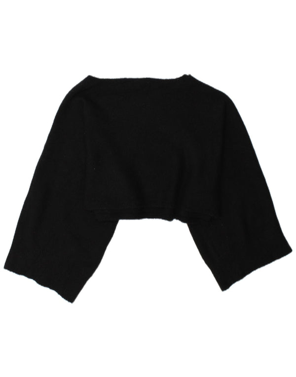 Zara Womens Crop Oversized Top Long Sleeve UK 14 Medium Black