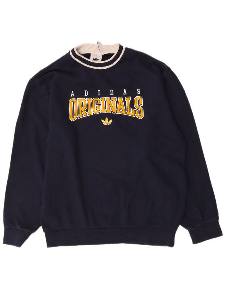 Adidas Herren Grafik-Sweatshirt-Pullover, mittelmarineblaue Baumwolle