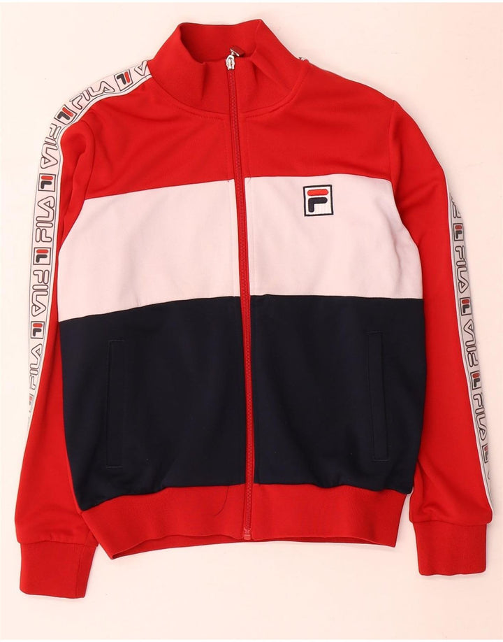 Fila Damen-Trainingsanzugoberteil mit Grafik, UK 14, Mittelrot, Farbblock