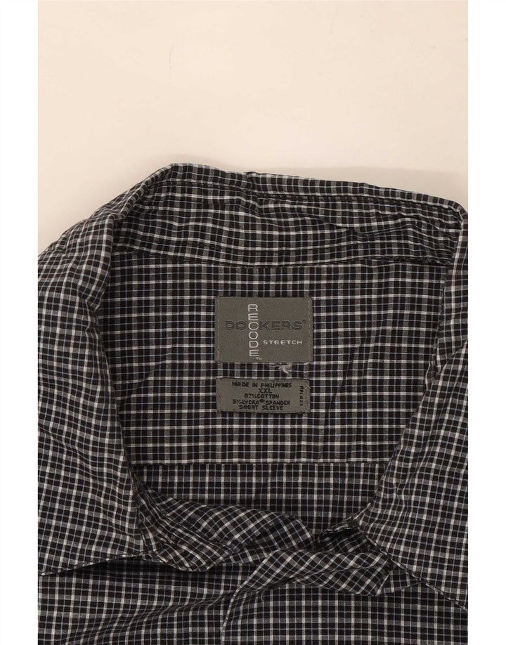 Dockers Chemise à manches courtes pour homme 2XL en coton à carreaux noirs