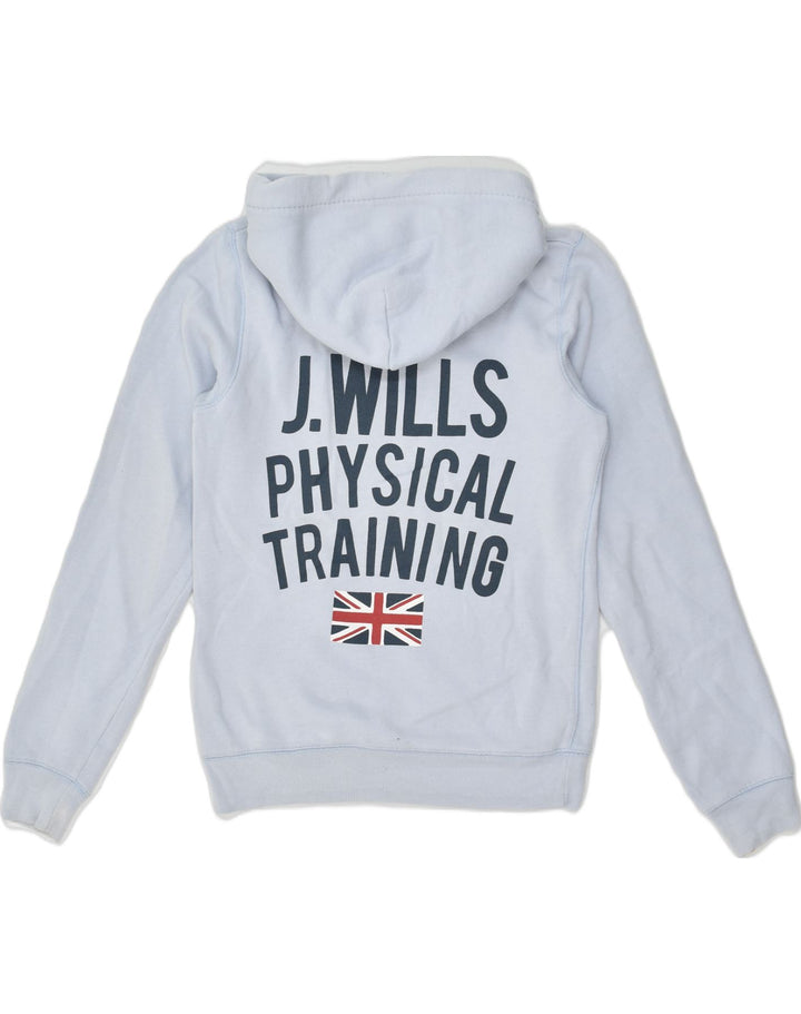 JACK WILLS Womens Graphic Hoodie Jumper UK 10 Small Blue Cotton | Vintage Jack Wills | Thrift | Second-Hand Jack Wills | Used Clothing | Messina Hembry 