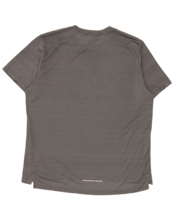 Nike Mens Dri Fit T-Shirt Top Large Grey Pinstripe Polyester