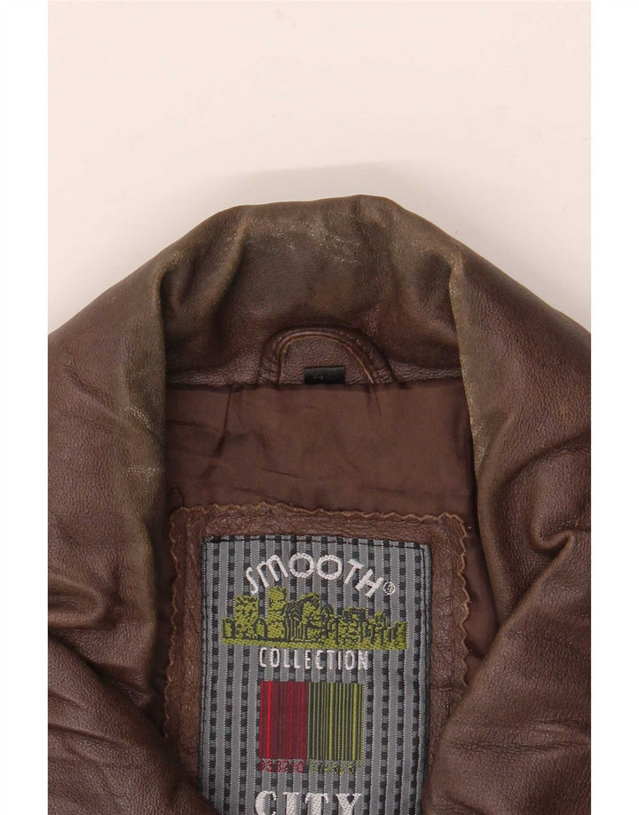 Vintage Mens Leather Jacket IT 48 Medium Brown
