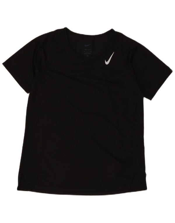 T-shirt Nike Dri Fit da donna Top UK 10 Small Nero Poliestere