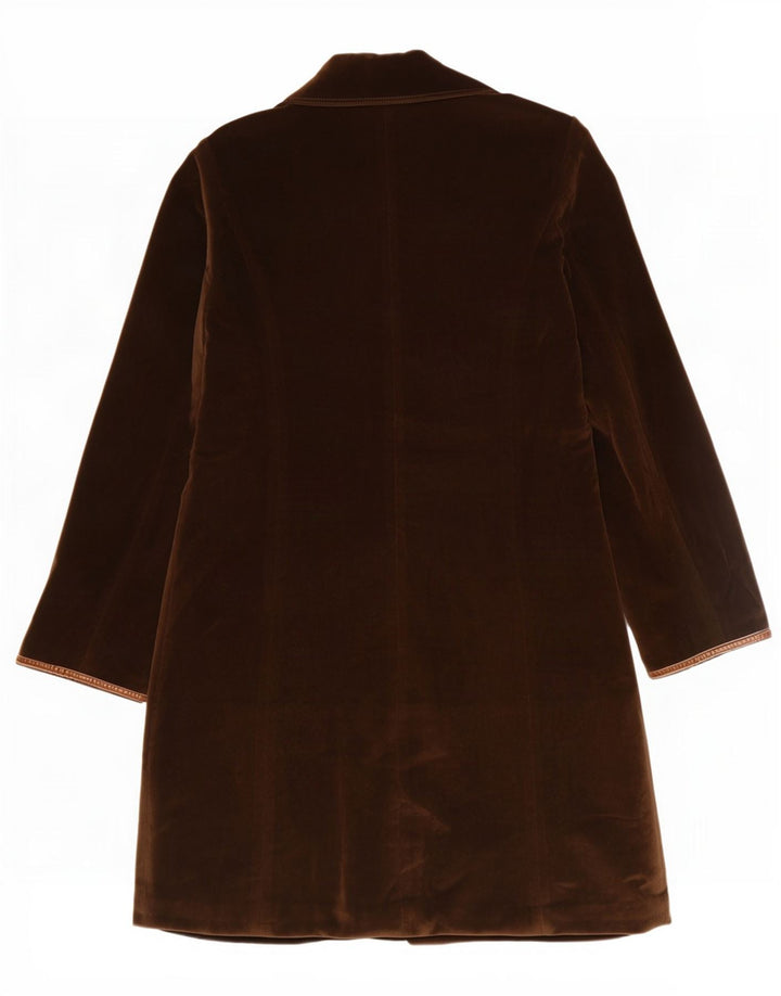 Cappotto vintage in velluto da donna UK 12 in poliestere marrone medio
