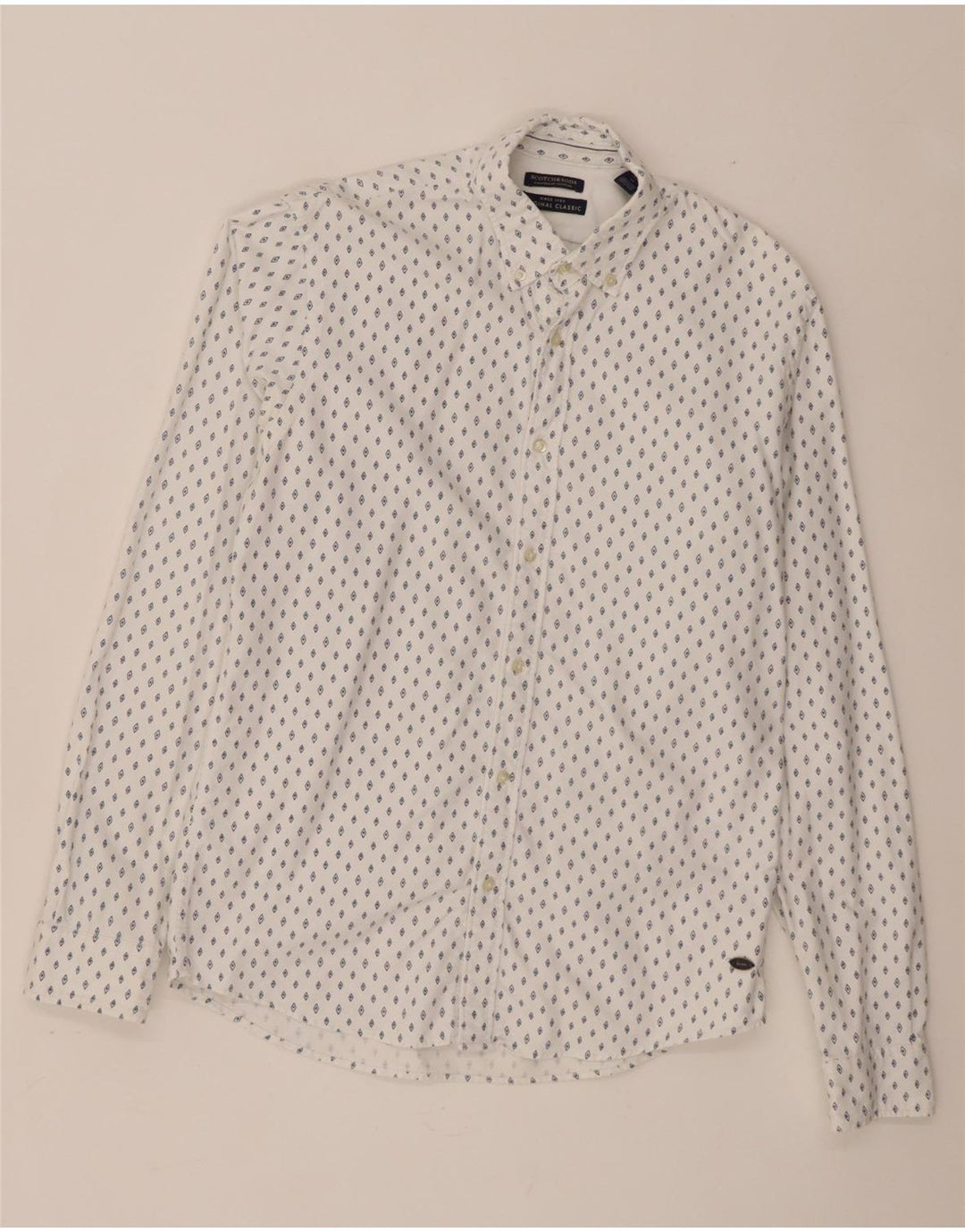 Scotch & Soda Herre Classic Fit skjorte Medium hvid plettet bomuld