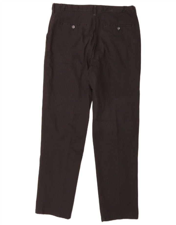 MARKS & SPENCER Mens Regular Fit Chino Trousers W36 L33 Black Cotton