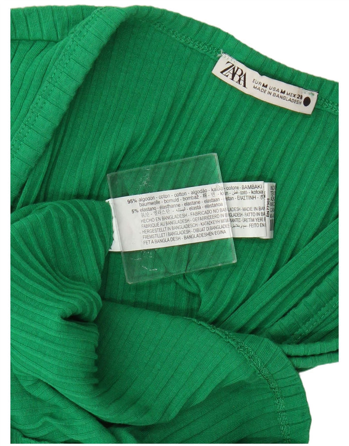 Zara Damen Weste Top UK 12 Mittelgrüne Baumwolle