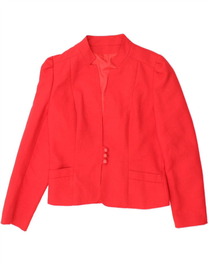 TREVIRA Womens 3 Button Blazer Jacket UK 12 Medium Red Polyester Vintage Trevira and Second-Hand Trevira from Messina Hembry 