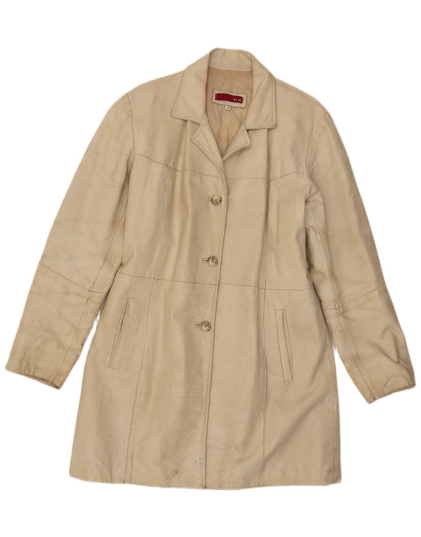 Vintage Γυναικείο Δερμάτινο Παλτό IT 46 Large Beige
