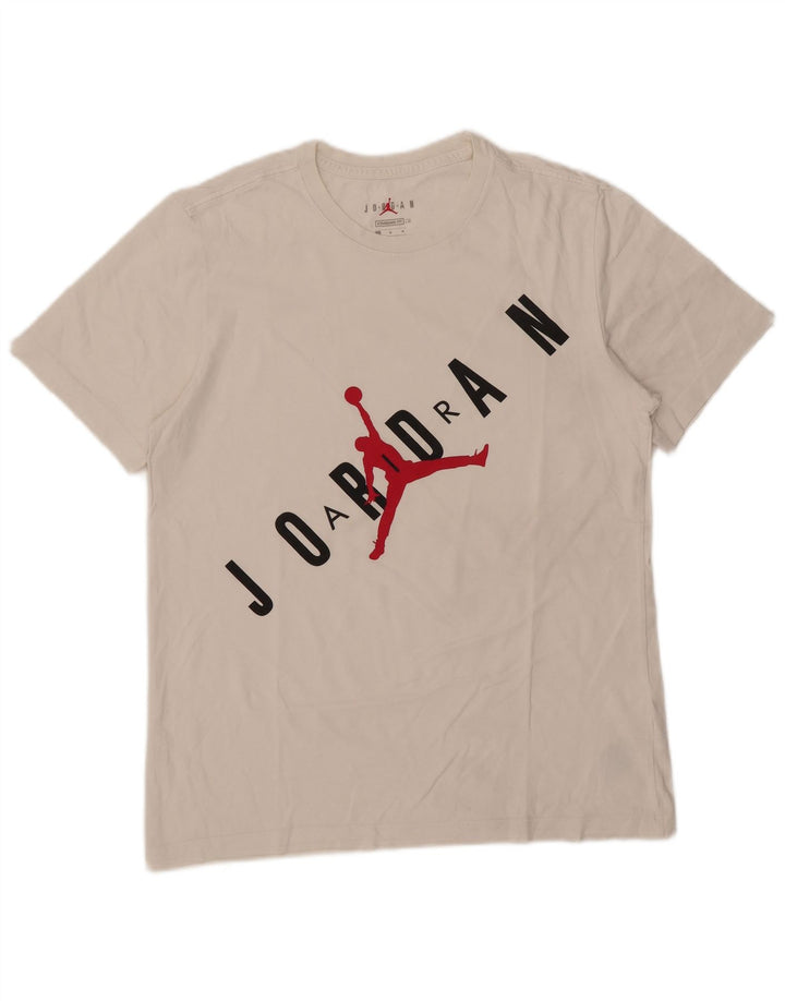Jordan Mens Standard Fit Graphic T-Shirt Top Medium White Cotton