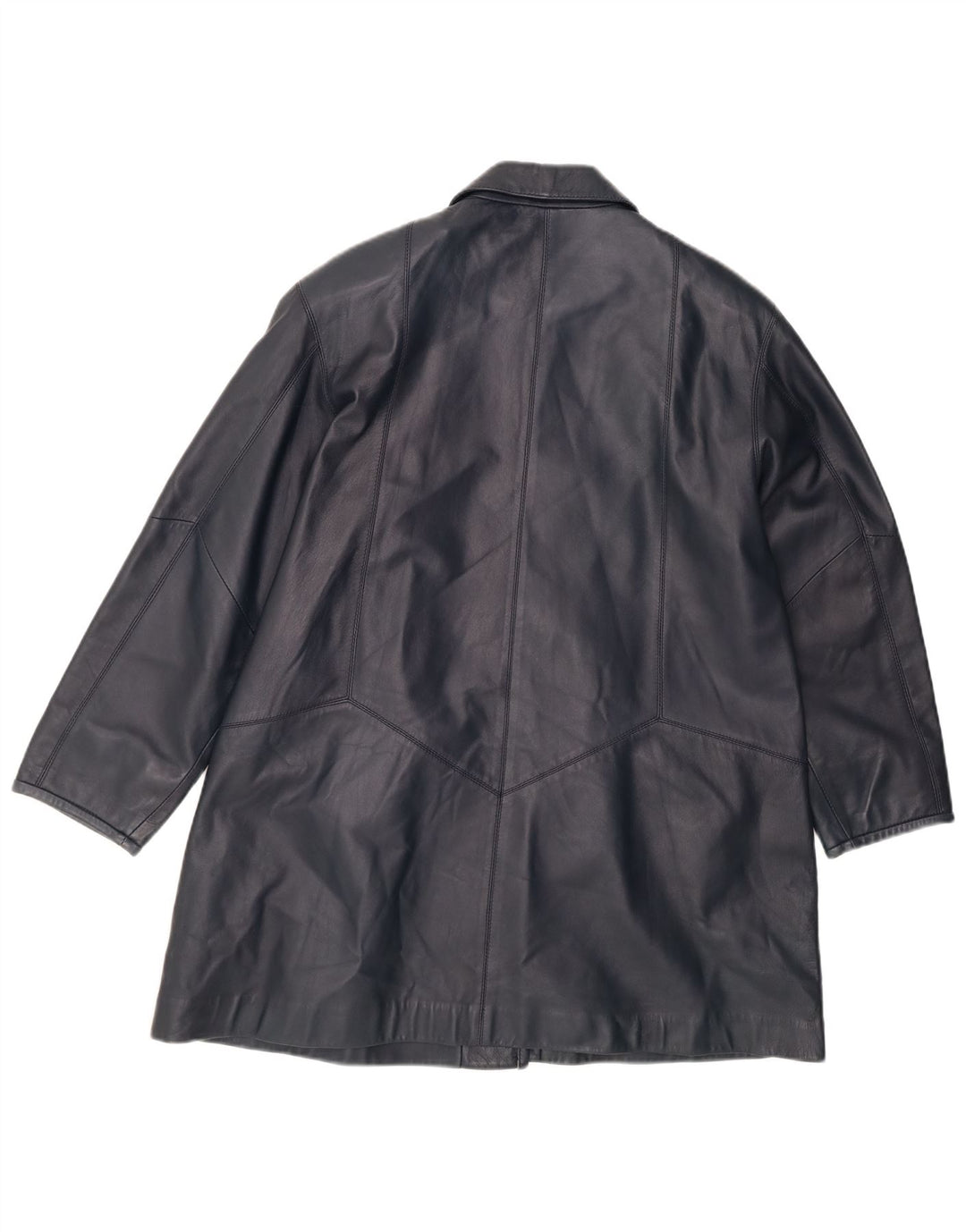 GIORGIO MOBIANI Womens Leather Coat UK 12 Medium  Navy Blue Leather