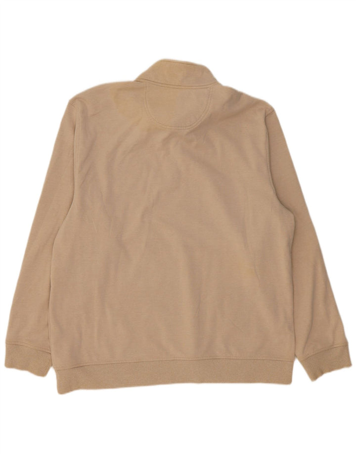 IZOD Mens Zip Neck Sweatshirt Jumper XL Beige Polyester