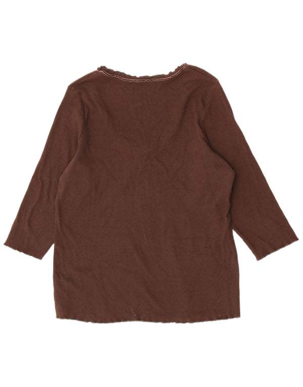 Marks & Spencer Top para mujer manga 3/4 UK 46 Grande Algodón marrón